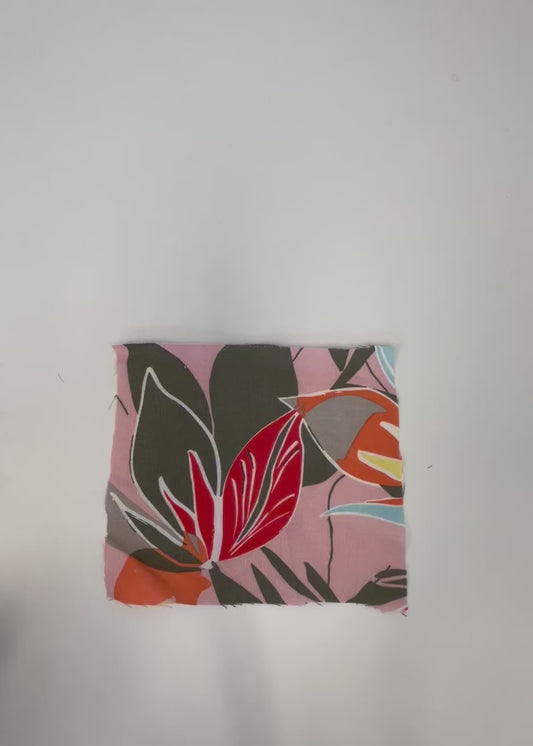 Flower print woven linen